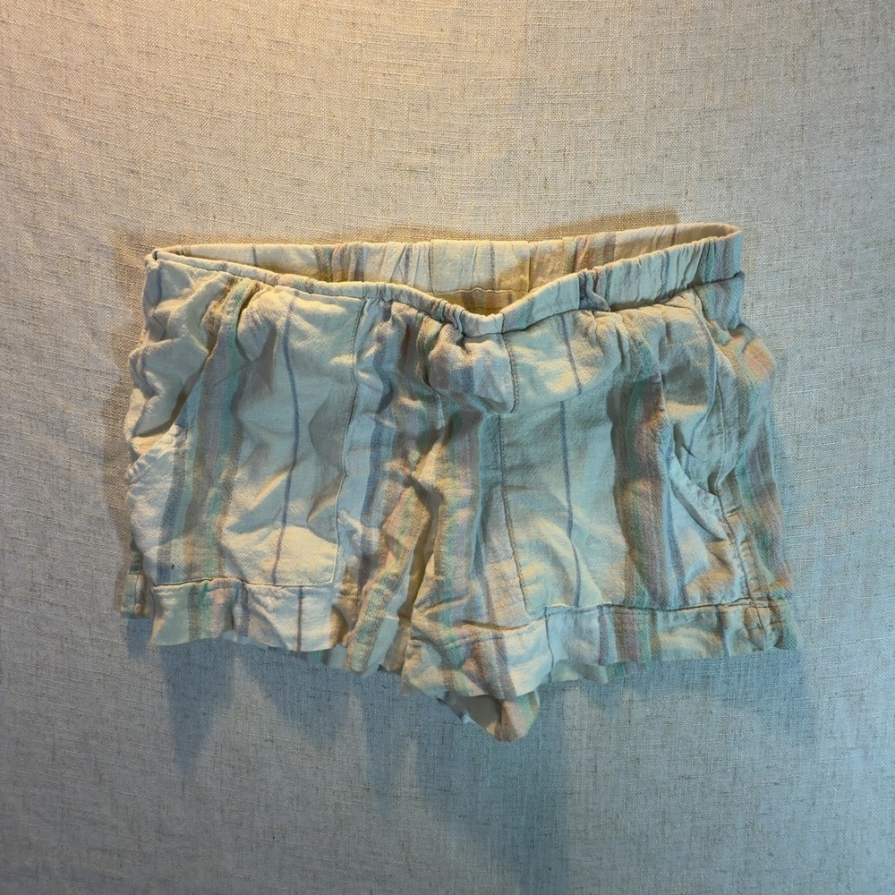 Indigo Rein Ruffle Hem Shorts Pastel Stripe Women's Size Large
